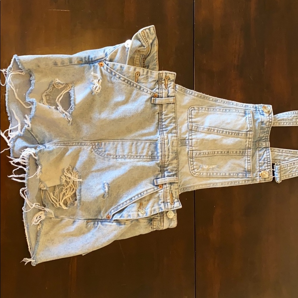Distressed overalls